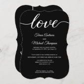 Elegante Hochzeitsempfehlung Schwarz-weiß Einladung (Vorne/Hinten)