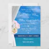 Elegante Hochzeitsfeier am Strand des Floral Einladung (Vorderseite)