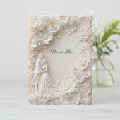 Elegante Hochzeitsfeier an der Blumengrenze Einladung (Stehend Vorderseite)