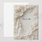 Elegante Hochzeitsfeier an der Blumengrenze Einladung (Vorne/Hinten)