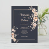 Elegante Hochzeitsfeier der Marine Einladung (Stehend Vorderseite)