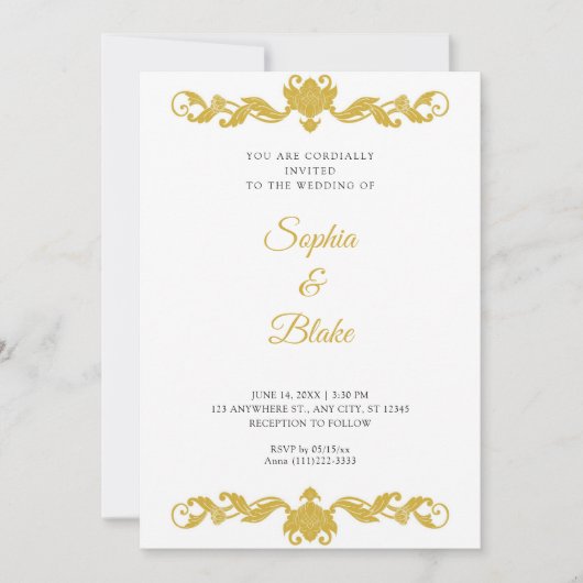 Elegante Hochzeitsfeier Einladung (Vorderseite)