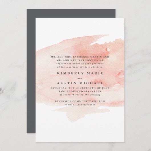 Elegante Hochzeitsfeier Einladung (Vorne/Hinten)