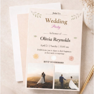 Elegante Hochzeitsfeier-Einladung mit Foto Einladung