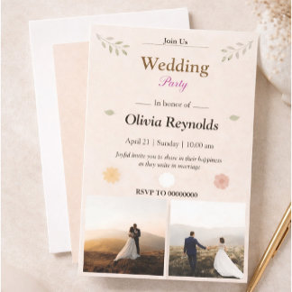 Elegante Hochzeitsfeier-Einladung mit Foto Einladung