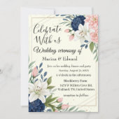 Elegante Hochzeitsfeier für die Marine Blush Einladung (Vorderseite)