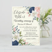 Elegante Hochzeitsfeier für die Marine Blush Einladung (Stehend Vorderseite)