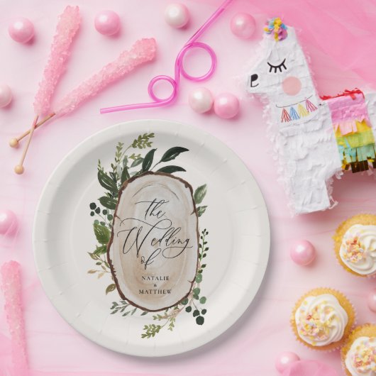 Elegante Hochzeitsfeier im botanischen Grünen Pappteller (Party)