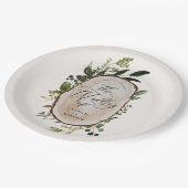 Elegante Hochzeitsfeier im botanischen Grünen Pappteller (Schrägansicht)