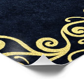 Elegante Hochzeitsfeier in Blau und Gold Poster (Ecke)