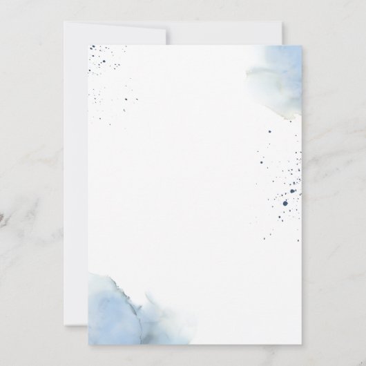 Elegante Hochzeitsfeier in Blauer Flora Einladung (Rückseite)