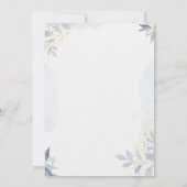 Elegante Hochzeitsfeier in Elfenbein und Blauer Fl Einladung (Rückseite)