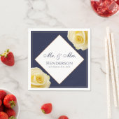 Elegante Hochzeitsfeier mit blauen Gelbrosen Serviette (Beispiel)