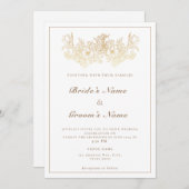 Elegante Hochzeitsfeier mit Blumen Einladung (Vorne/Hinten)