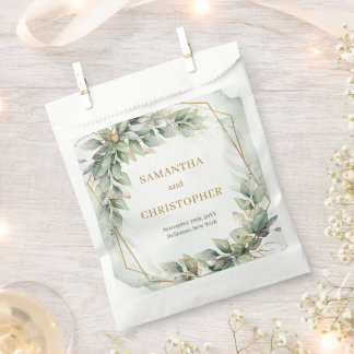 Elegante Hochzeitsfeier mit Eukalyptus Geschenktütchen