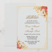 Elegante Hochzeitsfeier mit floraler Musik Einladung (Vorne/Hinten)