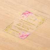 Elegante Hochzeitsfeier mit Gold und Rosa Acryleinladungen (Ablage )