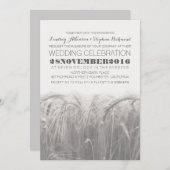 Elegante Hochzeitsfeier mit rustikalem Grauweizen Einladung (Vorne/Hinten)