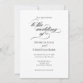 Elegante Hochzeitsfeier mit schwarzer Kalligrafie Einladung (Vorderseite)