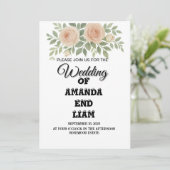 Elegante Hochzeitsfeier mit Wasserfarbe - Blu Einladung (Stehend Vorderseite)