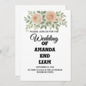 Elegante Hochzeitsfeier mit Wasserfarbe - Blu Einladung (Vorne/Hinten)