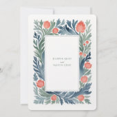 Elegante Hochzeitsfeier mit Wasserfarbe Einladung (Rückseite)