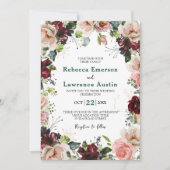 Elegante Hochzeitsfeier mit Wasserfarbe Rot Einladung (Vorderseite)