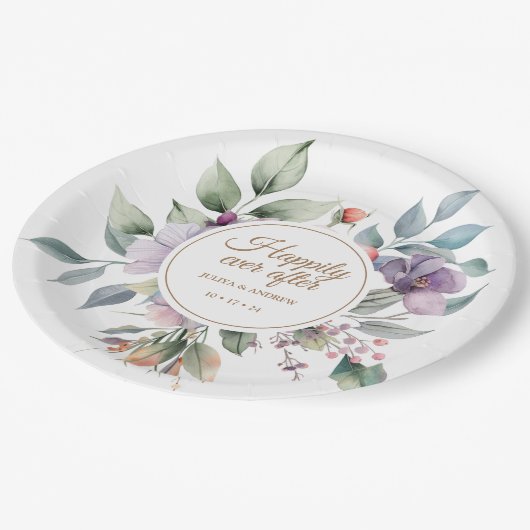 Elegante Hochzeitsfeier Pappteller (Schrägansicht)