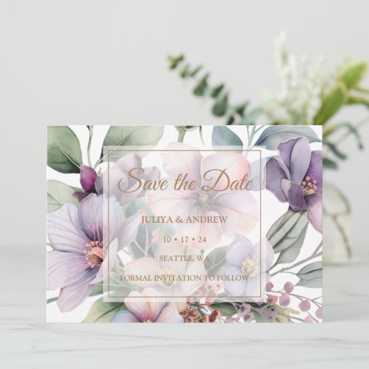 Elegante Hochzeitsfeier Save The Date (Stehend Vorderseite)