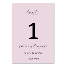Elegante Hochzeitsfeier Tischnummer