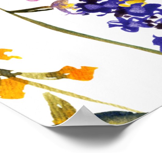 Elegante Hochzeitsfeier Wildblume 2 ohne Stecker Poster (Ecke)