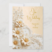 Elegante Hochzeitsflora Pfirsichcreme Weiße Blume Einladung (Vorderseite)