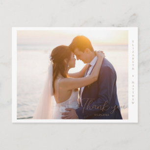 Elegante Hochzeitsfoto Danke Postkarte