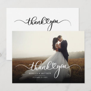 Elegante Hochzeitsfoto-Handschrift-Dankeschön Mitteilungskarte