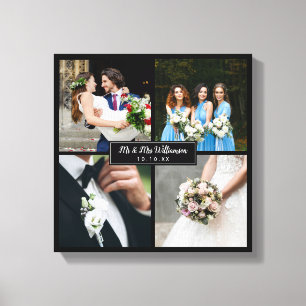 Elegante Hochzeitsfoto-Kollage Leinwanddruck