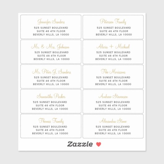 Elegante Hochzeitsgast-Adressetiketten Aufkleber (Blatt)