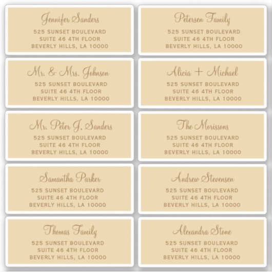 Elegante Hochzeitsgast-Adressetiketten Aufkleber (Vorderseite)