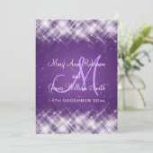 Elegante Hochzeitsglamouröse Sparkassen Lila Einladung (Stehend Vorderseite)