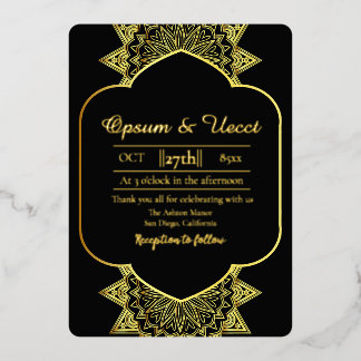 Elegante Hochzeitsgold-Hintergrund Floral Goldfoli Folieneinladung
