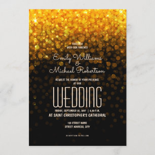 Elegante Hochzeitsgoldlichter mit schönem Hintergr Einladung