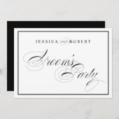 Elegante Hochzeitsgrooms Party signieren schwarze  Einladung (Vorne/Hinten)