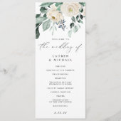 Elegante Hochzeitsgrün Foliage Weißer Blumenprog Programm (Vorderseite)