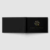 Elegante Hochzeitsgrün in Monogramm verlasst echte Gästebuch (Voll)