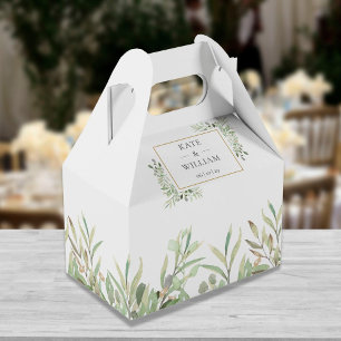 Elegante Hochzeitsgrünblätter Geschenkschachtel