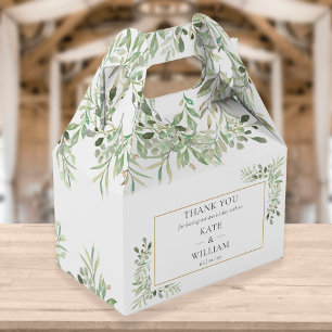 Elegante Hochzeitsgunst-Box mit Grünpflanzen Geschenkschachtel