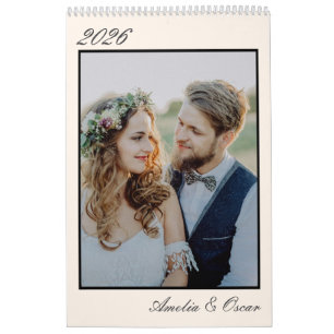 Elegante Hochzeitsjahres-Großfoto-Moderne Porträt Kalender