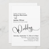 Elegante Hochzeitskalligraphie, einfach Schwarz-we Einladung (Vorne/Hinten)