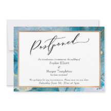 Elegante Hochzeitskarte mit Aquamarinem und Goldfa