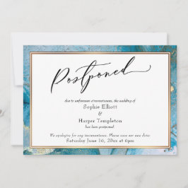 Elegante Hochzeitskarte mit Aquamarinem und Goldfa Einladung