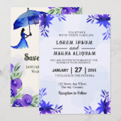 Elegante Hochzeitskarte mit Aquarellfarben Einladung (Vorne/Hinten)